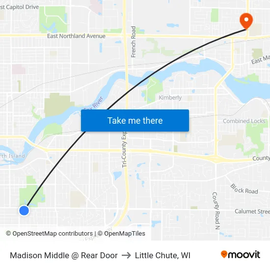 Madison Middle @ Rear Door to Little Chute, WI map