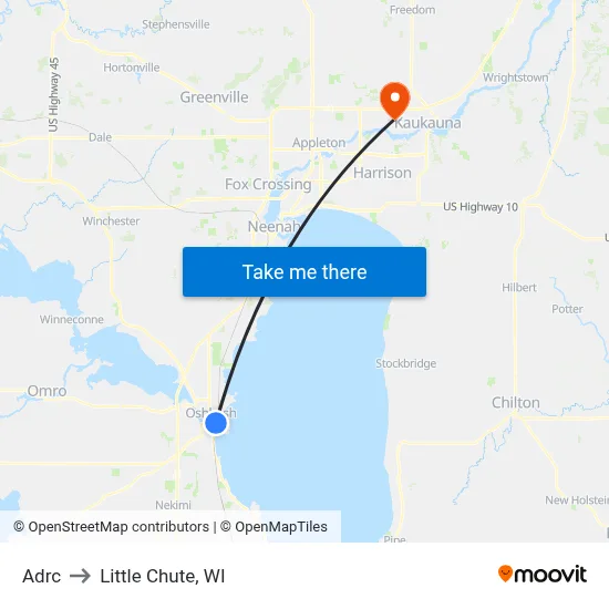 Adrc to Little Chute, WI map
