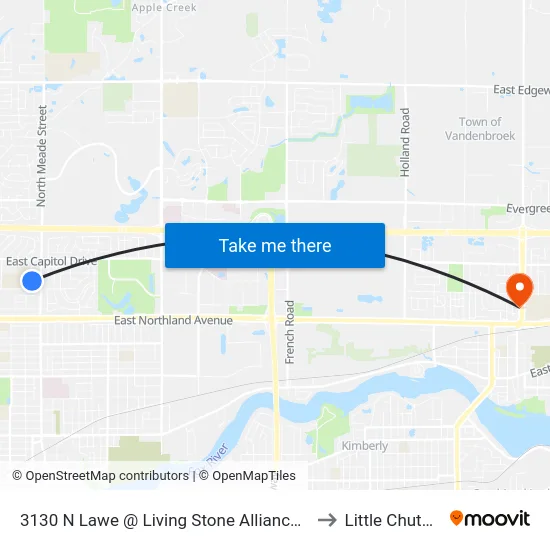 3130 N Lawe @ Living Stone Alliance Church to Little Chute, WI map