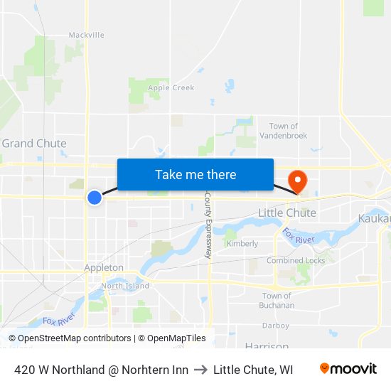 420 W Northland @ Norhtern Inn to Little Chute, WI map