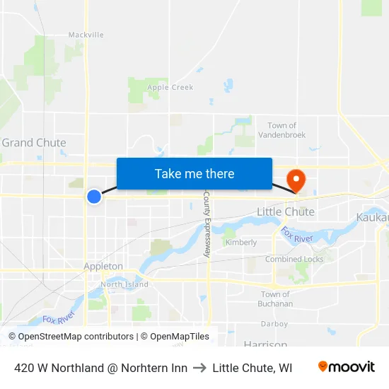420 W Northland @ Norhtern Inn to Little Chute, WI map