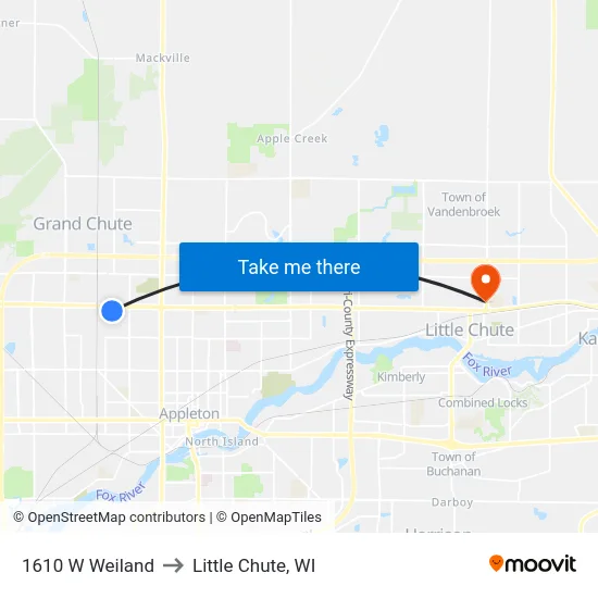 1610 W Weiland to Little Chute, WI map