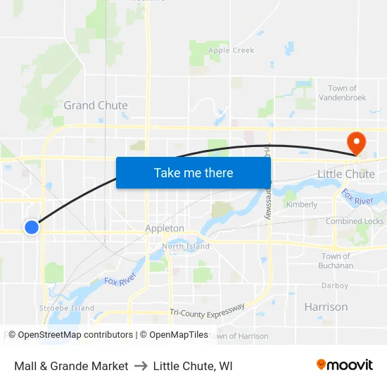 Mall & Grande Market to Little Chute, WI map