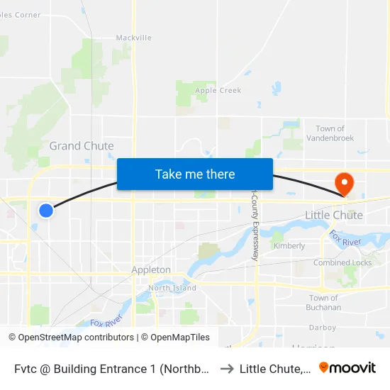 Fvtc @ Building Entrance 1 (Northbound) to Little Chute, WI map