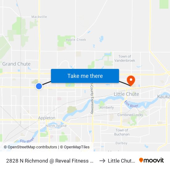 2828 N Richmond @ Reveal Fitness North Drive to Little Chute, WI map