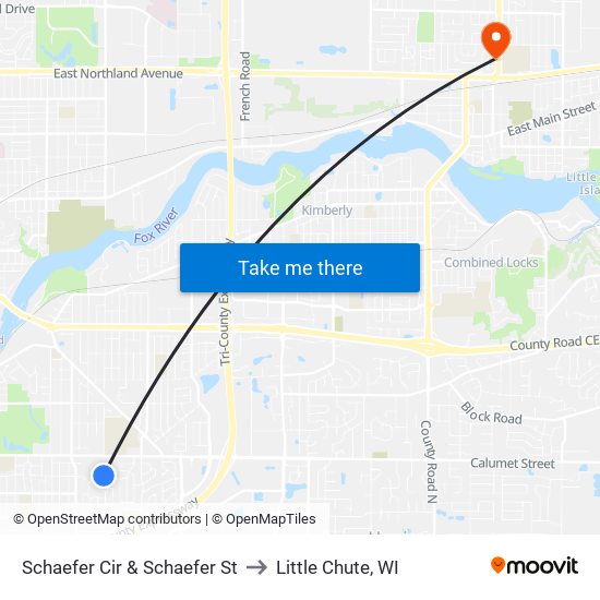 Schaefer Cir & Schaefer St to Little Chute, WI map