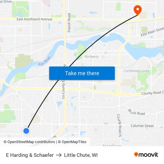 E Harding & Schaefer to Little Chute, WI map