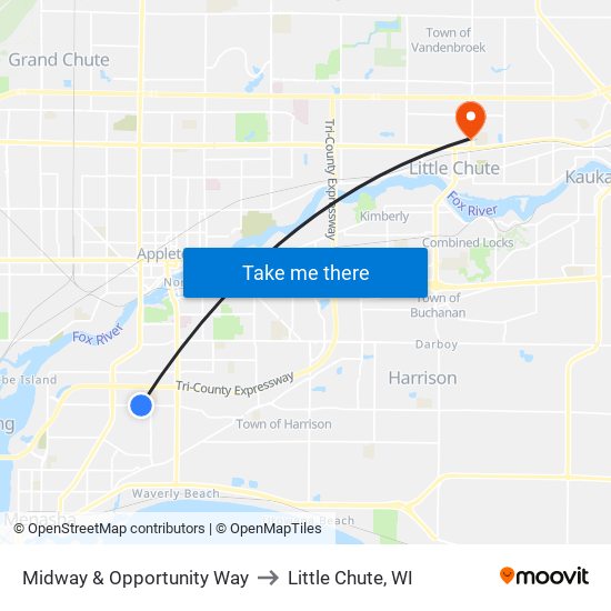 Midway & Opportunity Way to Little Chute, WI map