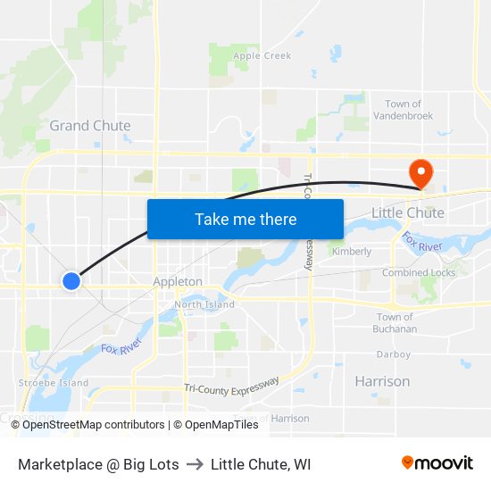 Marketplace @ Big Lots to Little Chute, WI map