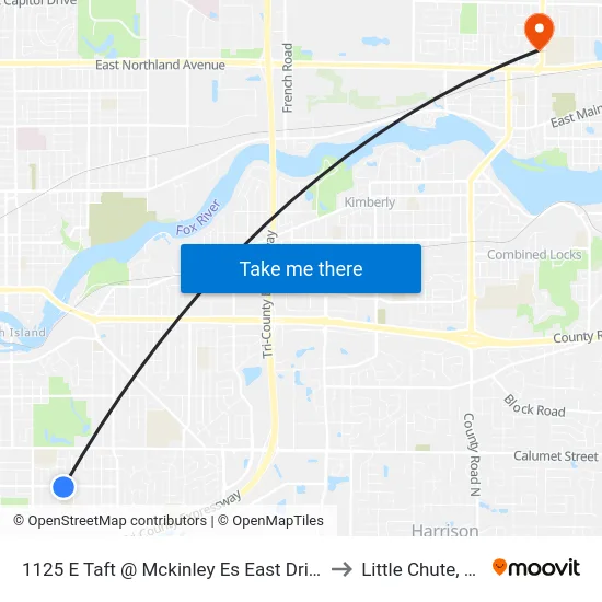 1125 E Taft @ Mckinley Es East Drive to Little Chute, WI map