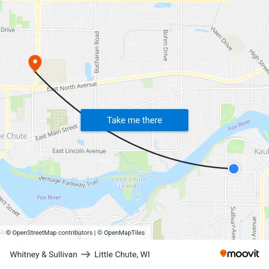 Whitney & Sullivan to Little Chute, WI map
