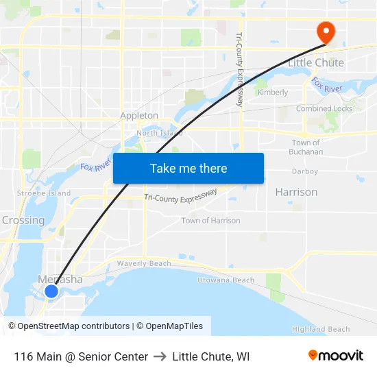 116 Main @ Senior Center to Little Chute, WI map