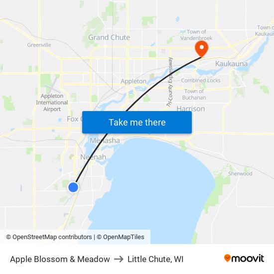 Apple Blossom & Meadow to Little Chute, WI map