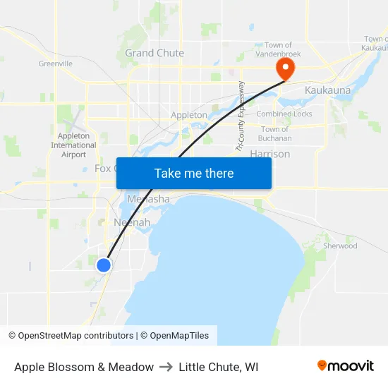 Apple Blossom & Meadow to Little Chute, WI map