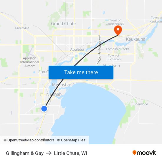 Gillingham & Gay to Little Chute, WI map