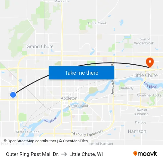 Outer Ring Past Mall Dr. to Little Chute, WI map