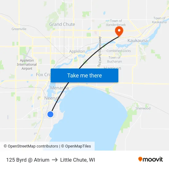 125 Byrd @ Atrium to Little Chute, WI map