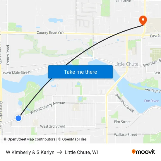 W Kimberly & S Karlyn to Little Chute, WI map