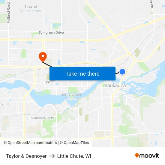 Taylor & Desnoyer to Little Chute, WI map