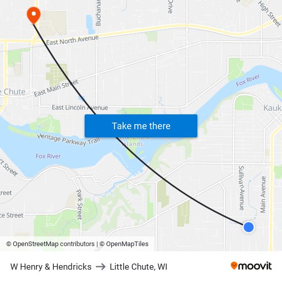 W Henry & Hendricks to Little Chute, WI map