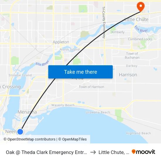 Oak @ Theda Clark Emergency Entrance to Little Chute, WI map