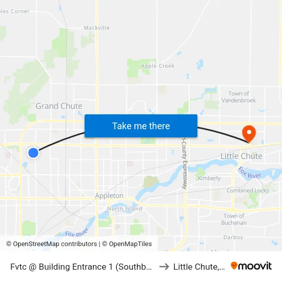 Fvtc @ Building Entrance 1 (Southbound) to Little Chute, WI map