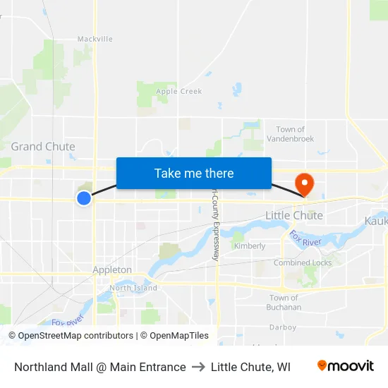Northland Mall @ Main Entrance to Little Chute, WI map