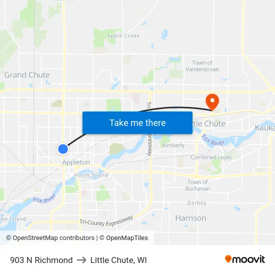 903 N Richmond to Little Chute, WI map