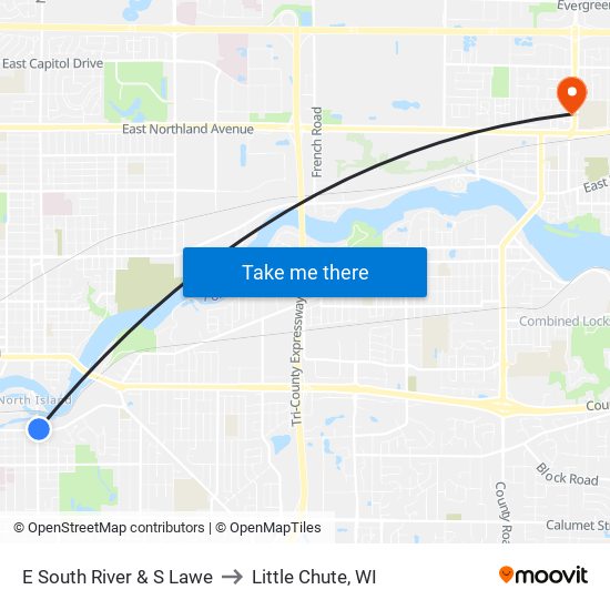 E South River & S Lawe to Little Chute, WI map