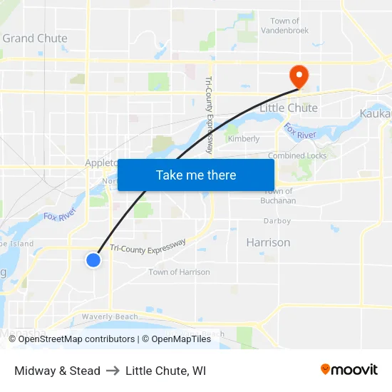 Midway & Stead to Little Chute, WI map