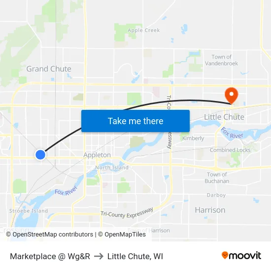 Marketplace @ Wg&R to Little Chute, WI map