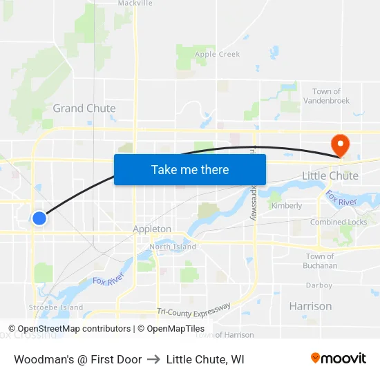 Woodman's @ First Door to Little Chute, WI map