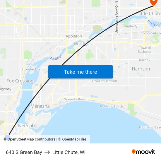640 S Green Bay to Little Chute, WI map