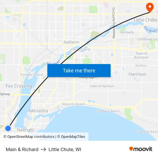 Main & Richard to Little Chute, WI map