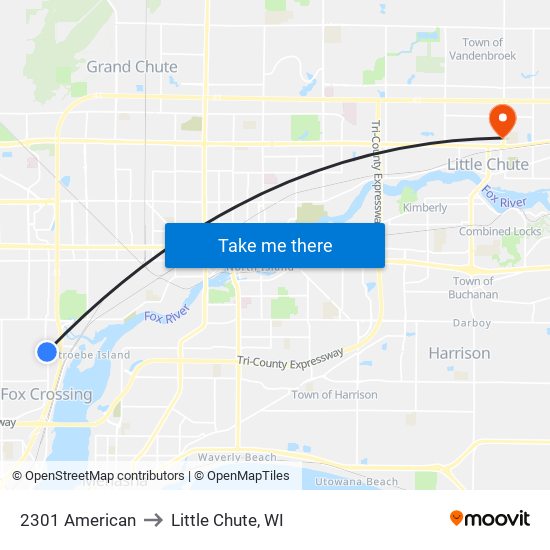 2301 American to Little Chute, WI map