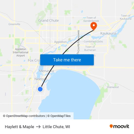Haylett & Maple to Little Chute, WI map