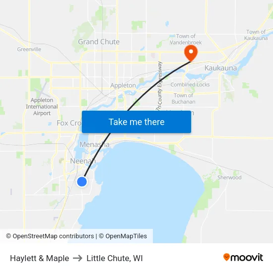 Haylett & Maple to Little Chute, WI map