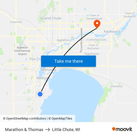 Marathon & Thomas to Little Chute, WI map