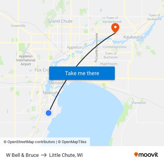 W Bell & Bruce to Little Chute, WI map