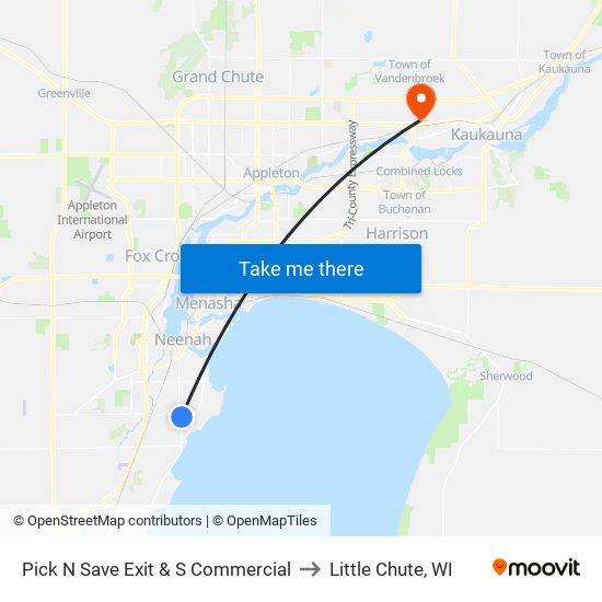 Pick N Save Exit & S Commercial to Little Chute, WI map