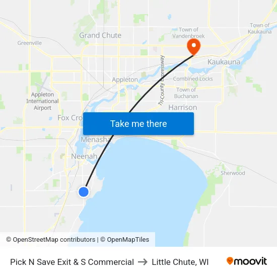 Pick N Save Exit & S Commercial to Little Chute, WI map