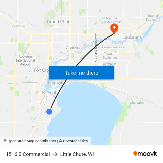 1516 S Commercial to Little Chute, WI map