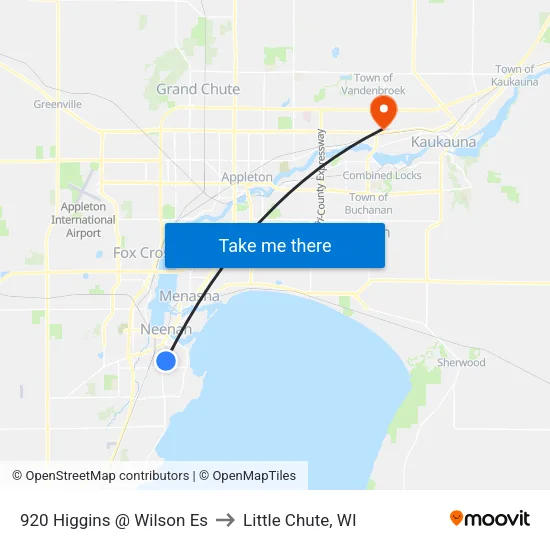 920 Higgins @ Wilson Es to Little Chute, WI map