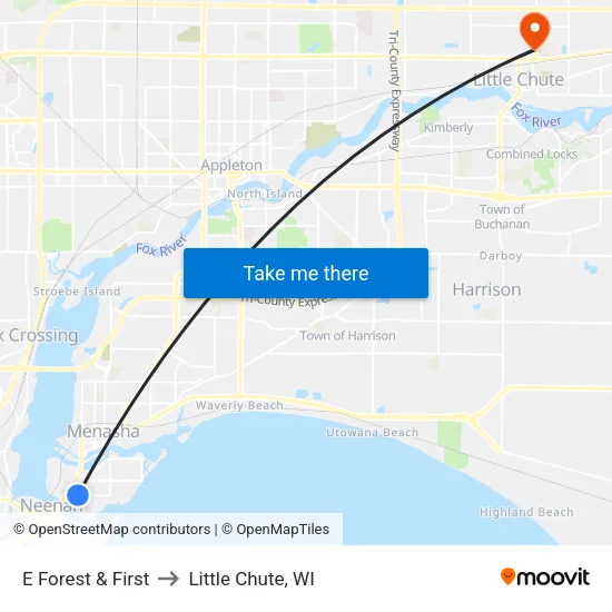 E Forest & First to Little Chute, WI map