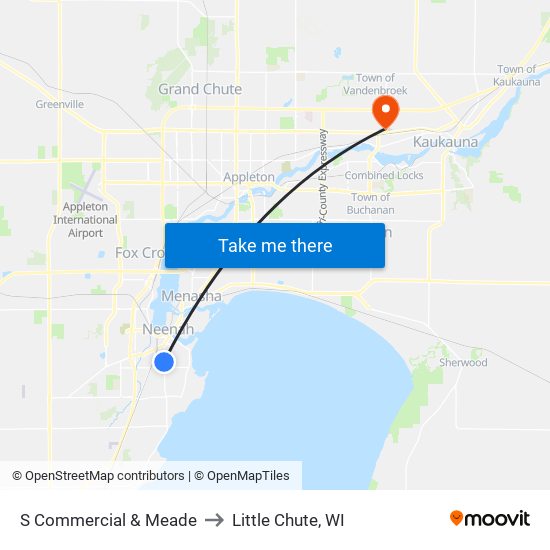 S Commercial & Meade to Little Chute, WI map