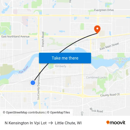 N Kensington In Vpi Lot to Little Chute, WI map