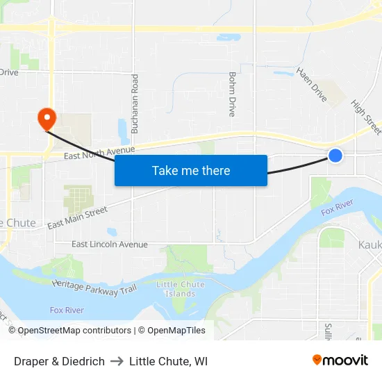 Draper & Diedrich to Little Chute, WI map
