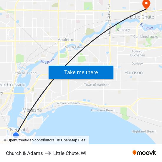 Church & Adams to Little Chute, WI map