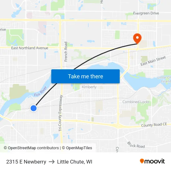 2315 E Newberry to Little Chute, WI map