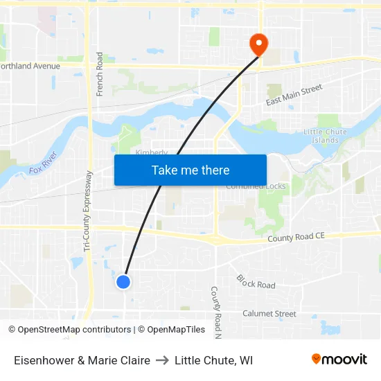 Eisenhower & Marie Claire to Little Chute, WI map